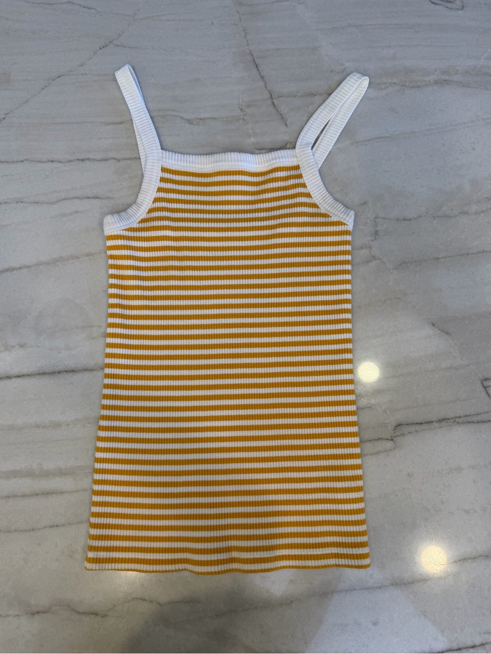 Old Navy Yellow & White Striped Ribbed Tank